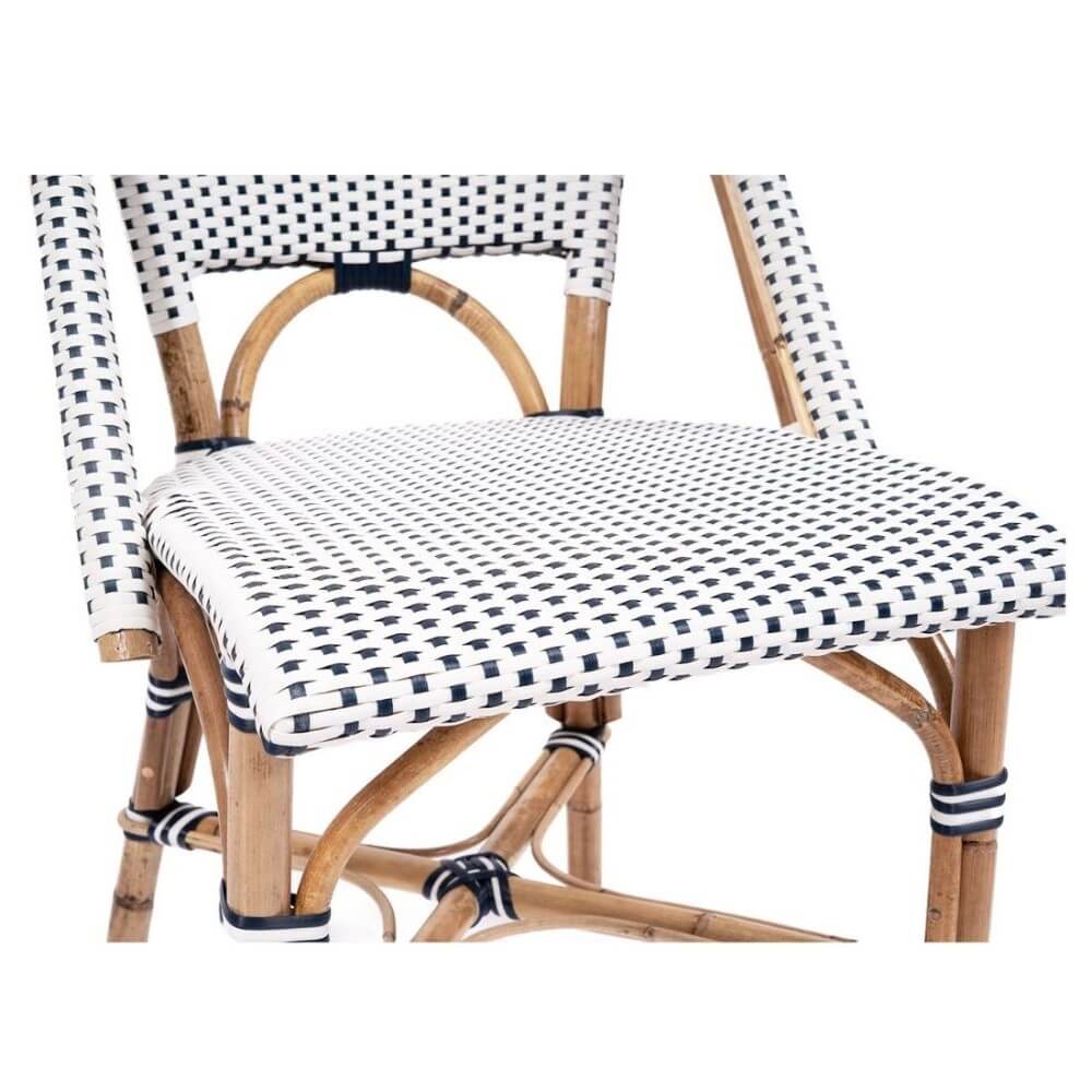 Modern Coastal Style Rattan Dining Chair - Navy & White