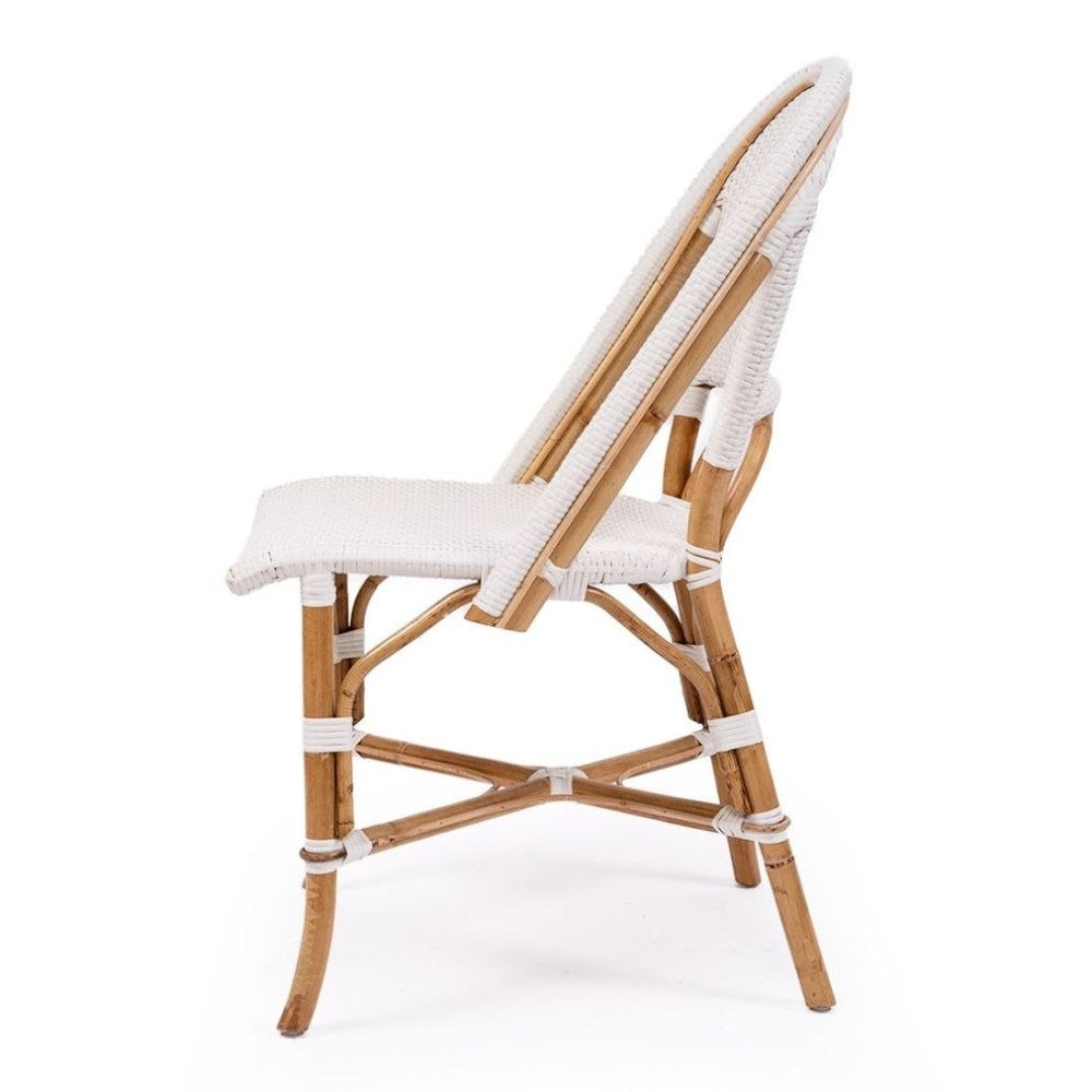 Modern Coastal Style Rattan Dining Chair - White