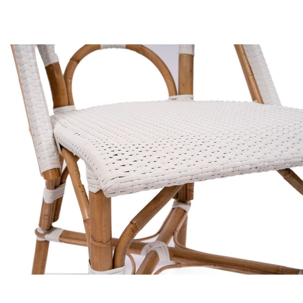 Modern Coastal Style Rattan Dining Chair - White