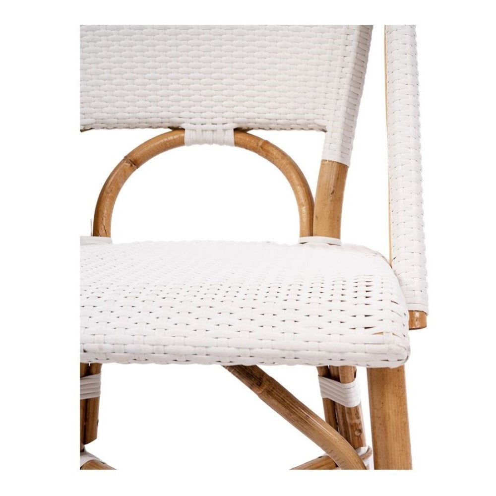 Modern Coastal Style Rattan Dining Chair - White