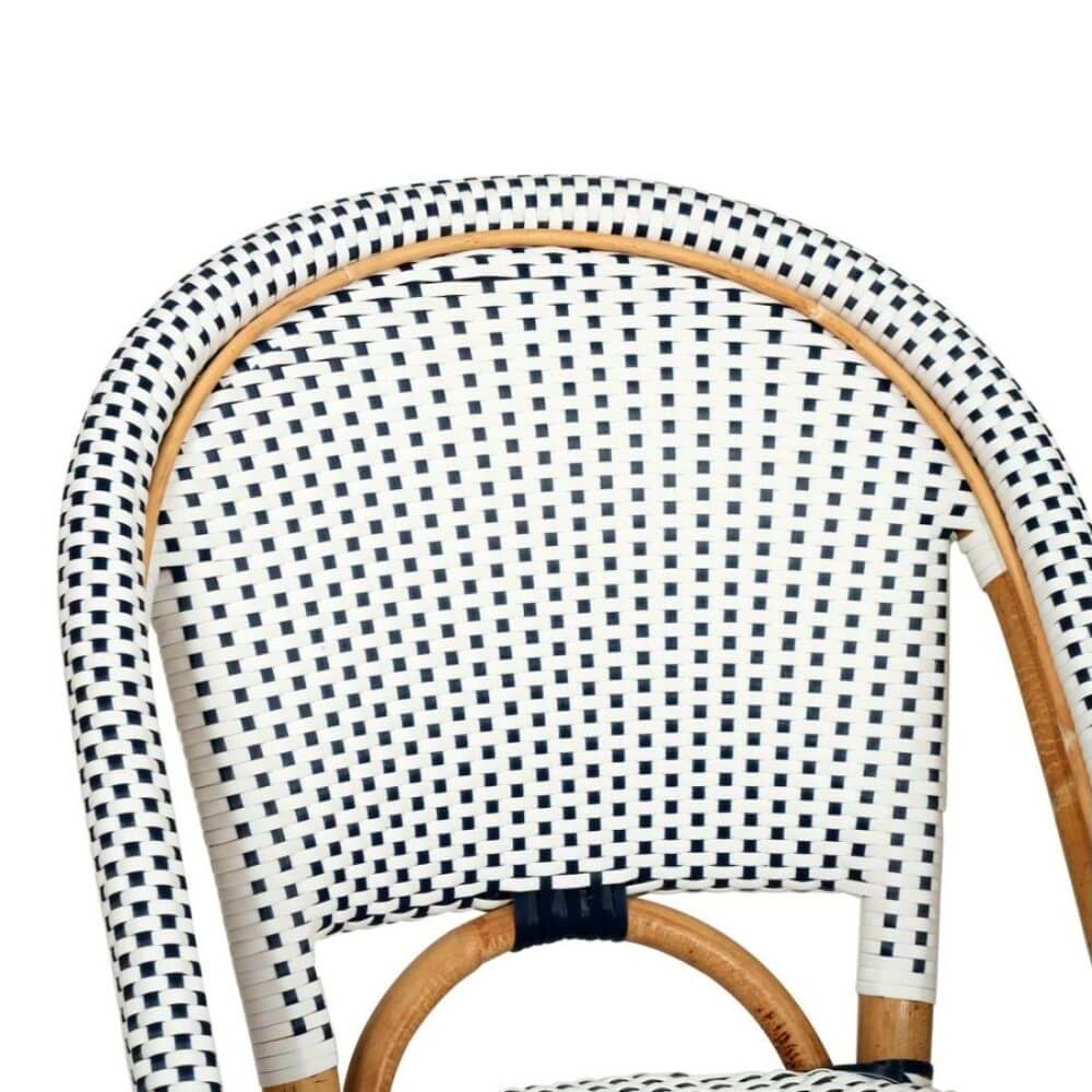 Modern Coastal Style Rattan TALL Dining Chair - Black & White