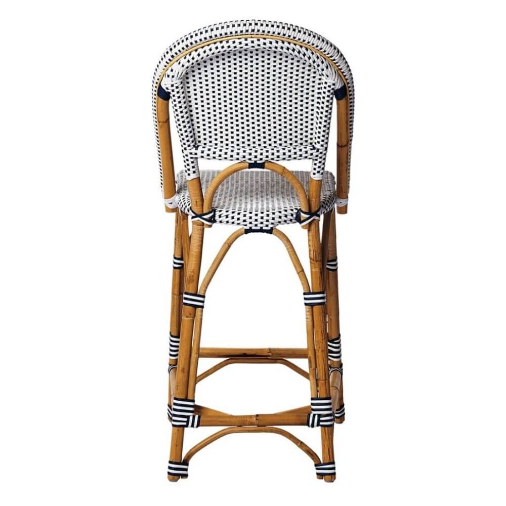 Modern Coastal Style Rattan TALL Dining Chair - Blue & White