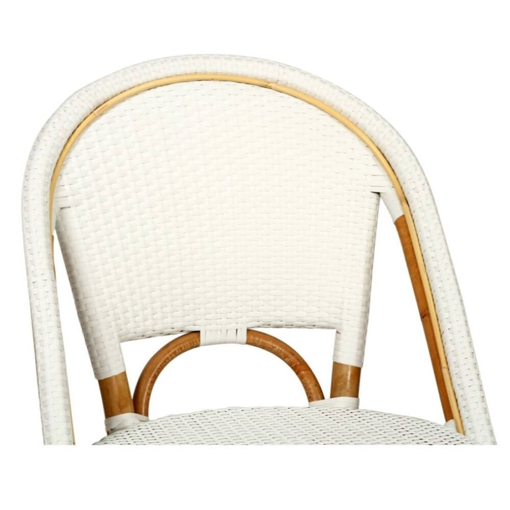 Modern Coastal Style Rattan TALL Dining Chair - White