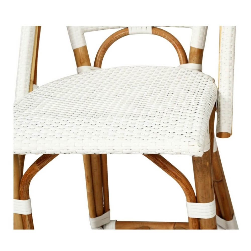 Modern Coastal Style Rattan TALL Dining Chair - White