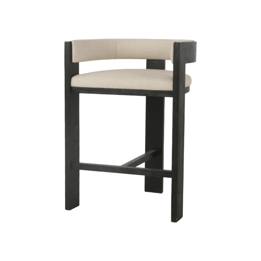 Modern Design Black Elm Barstool - Light Beige