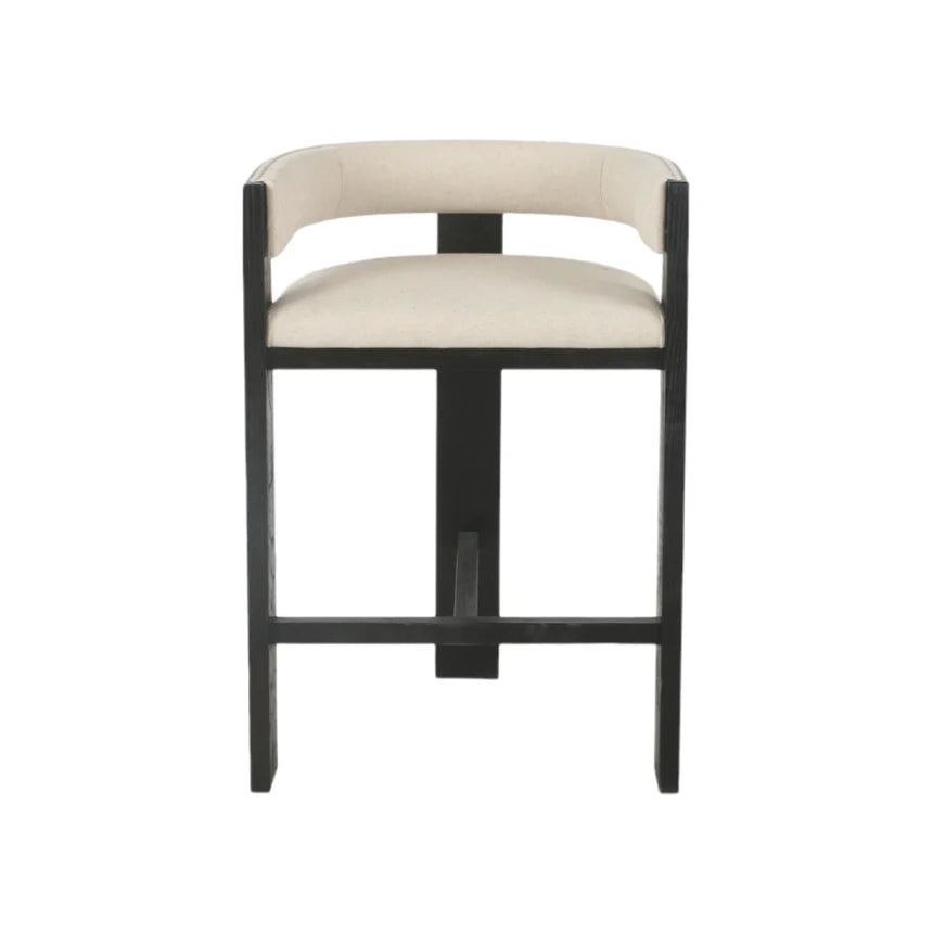 Modern Design Black Elm Barstool - Light Beige