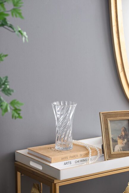 Modern Elegance Glass Curved Column Vase - 20cm