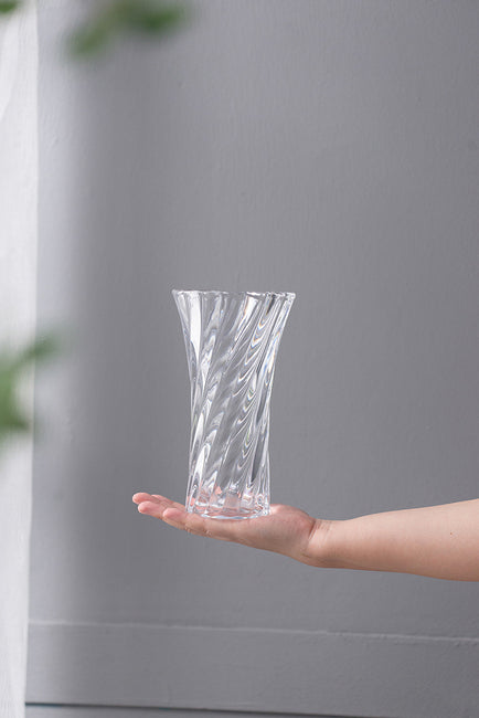 Modern Elegance Glass Curved Column Vase - 20cm