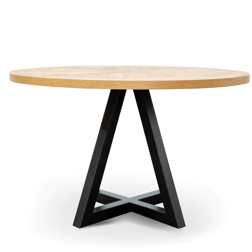 Modern Elm Dining Table 125cms - Natural & Black