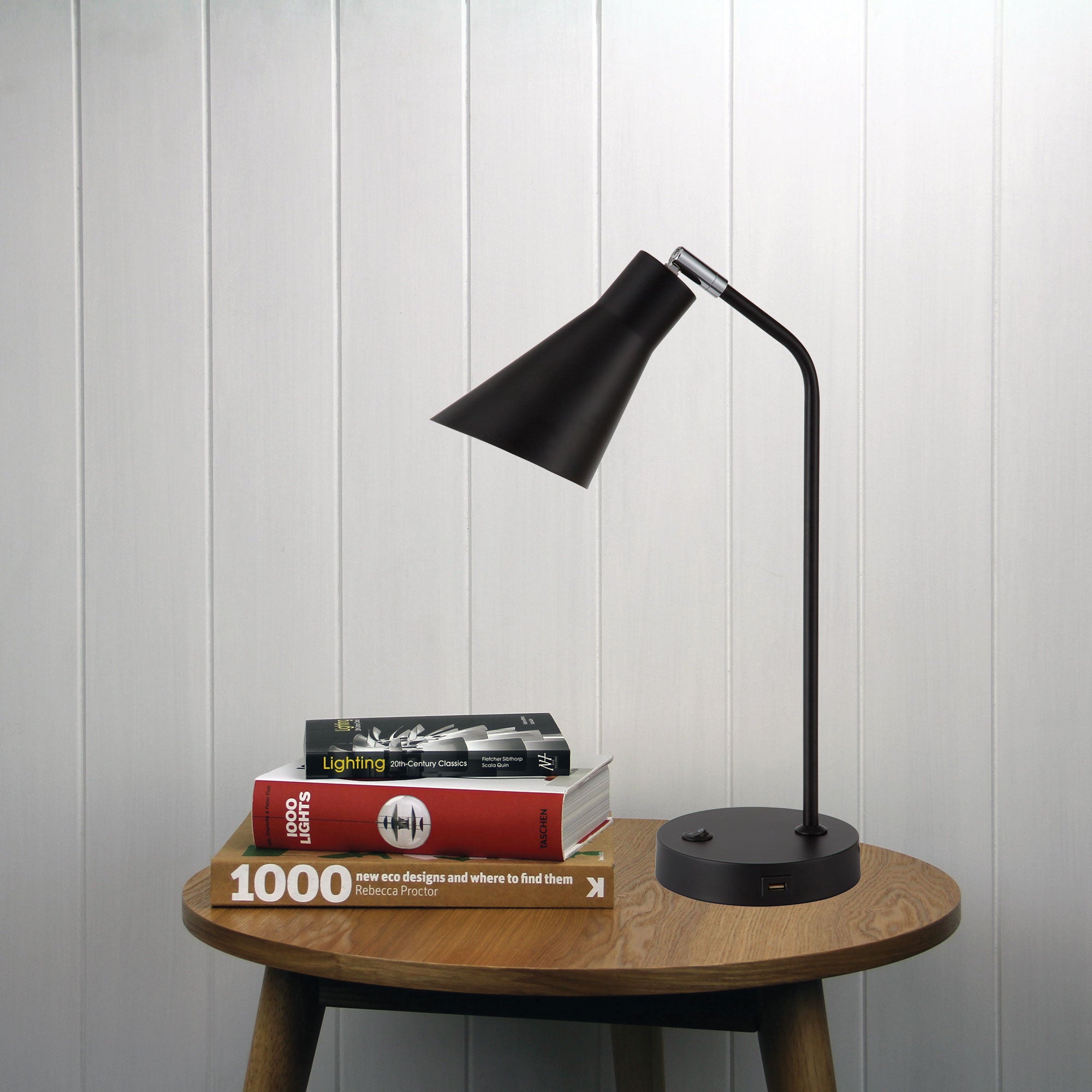 Modern Funnel Shaped Desk Lamp with USB (Available in 2 Colors)