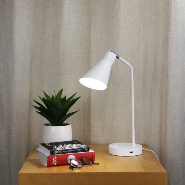 Modern Funnel Shaped Desk Lamp with USB (Available in 2 Colors)