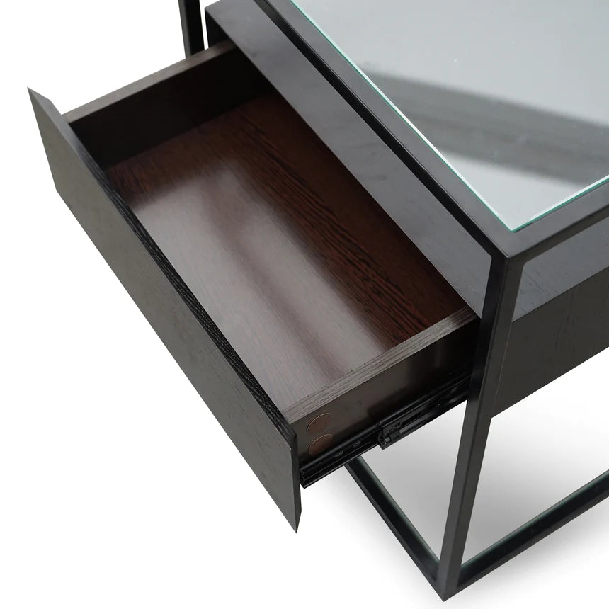 Modern Glass Side Table 43cms - Black