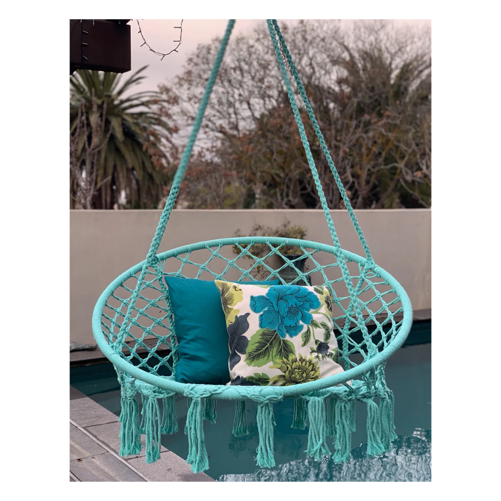 Modern Hanging Macrame Chair 100Cms - Blue