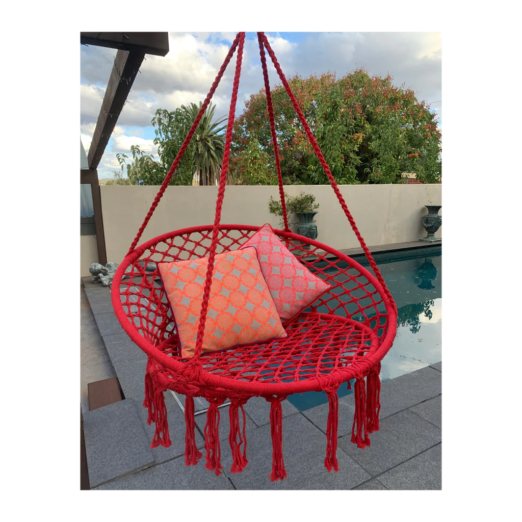 Modern Hanging Macrame Chair 100Cms - Red