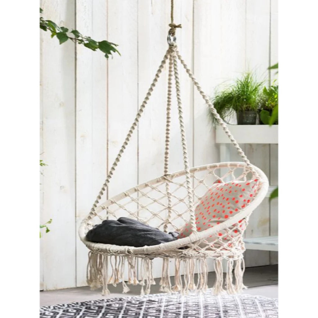 Modern Hanging Macrame Chair 100Cms - White