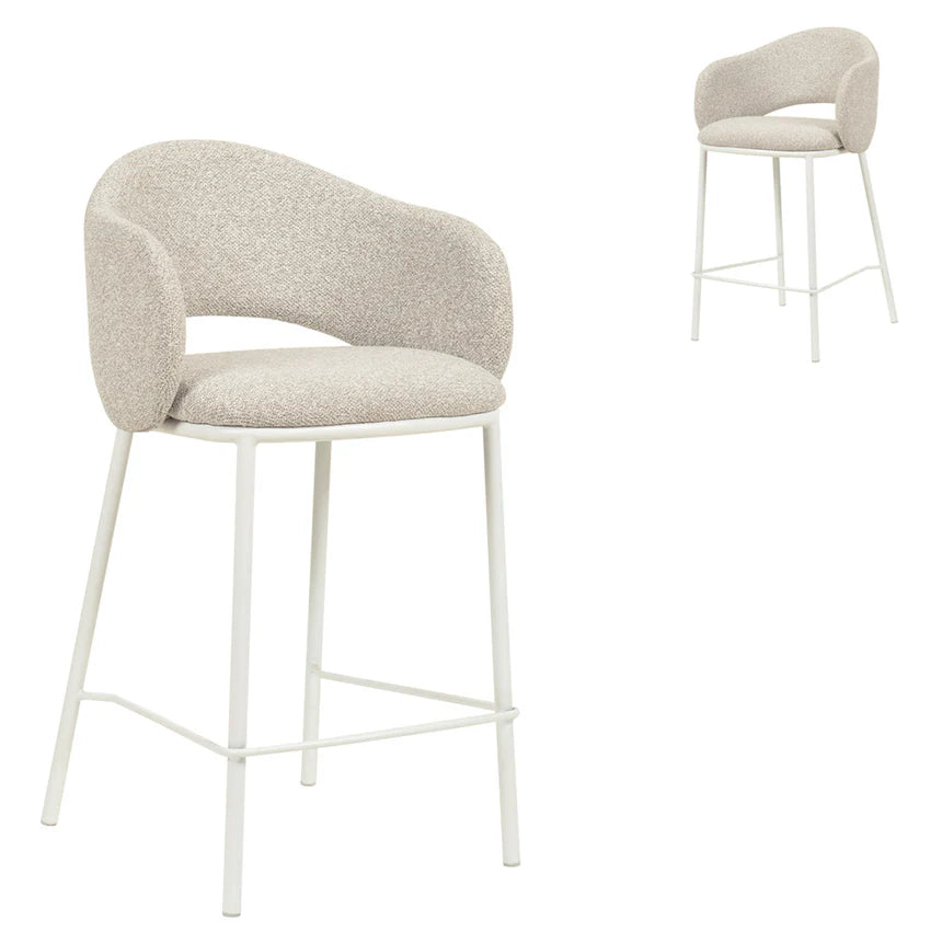 Modern Interior White Bar Stool Set of 2 - Clay Grey