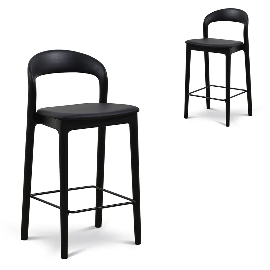 Modern Minimalism Full Black Bar Stool - Set of 2