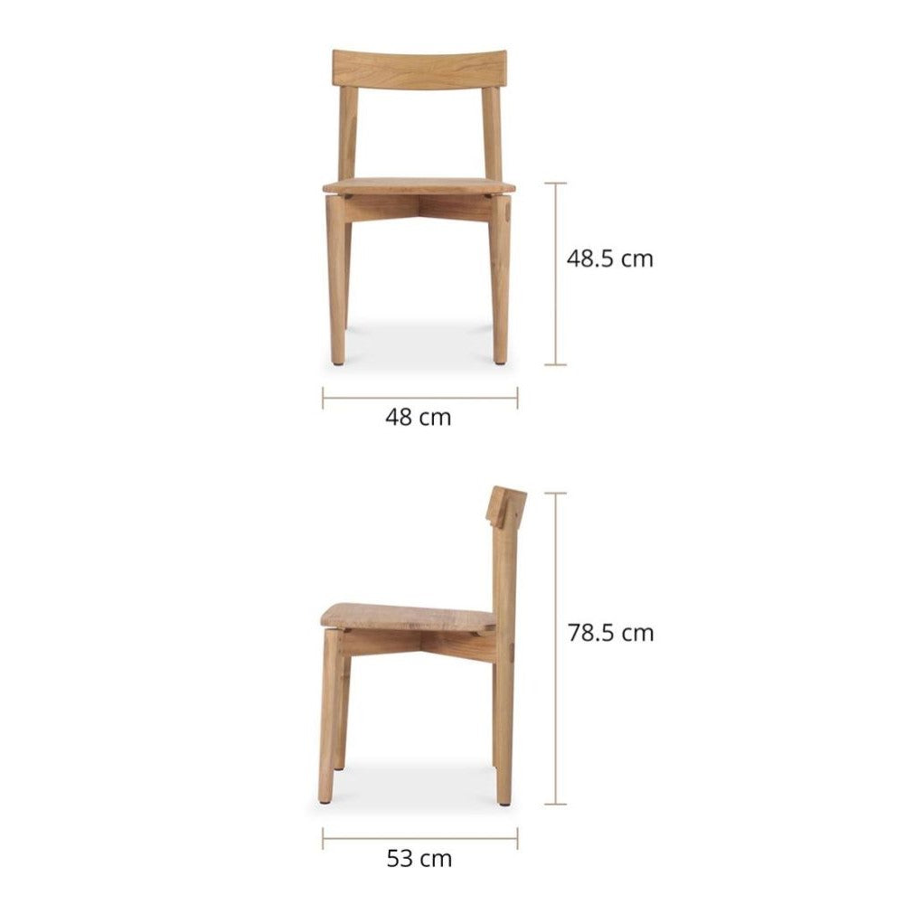 Modern Natural Finish Teak Wood Dining Chair