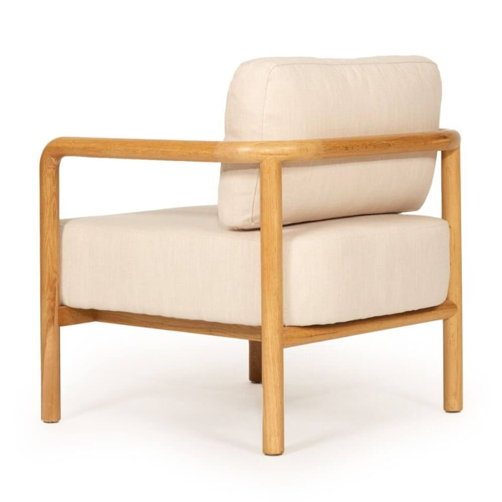 Modern Oak Frame Armchair with Cushions