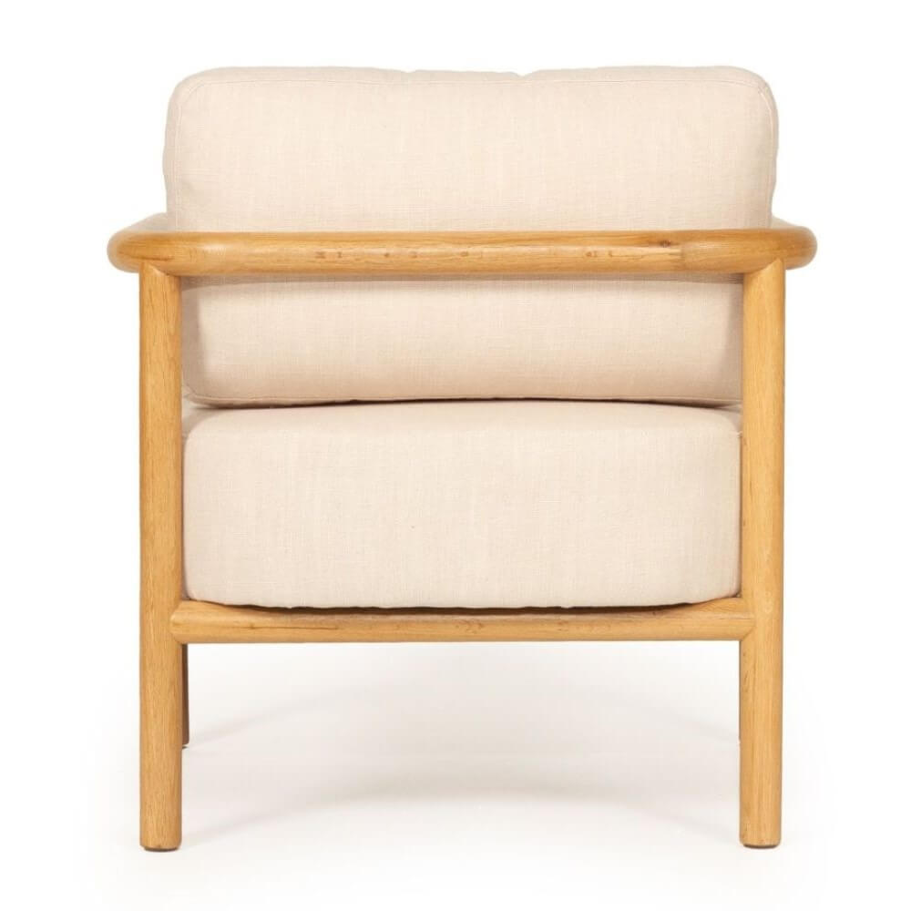 Modern Oak Frame Armchair with Cushions