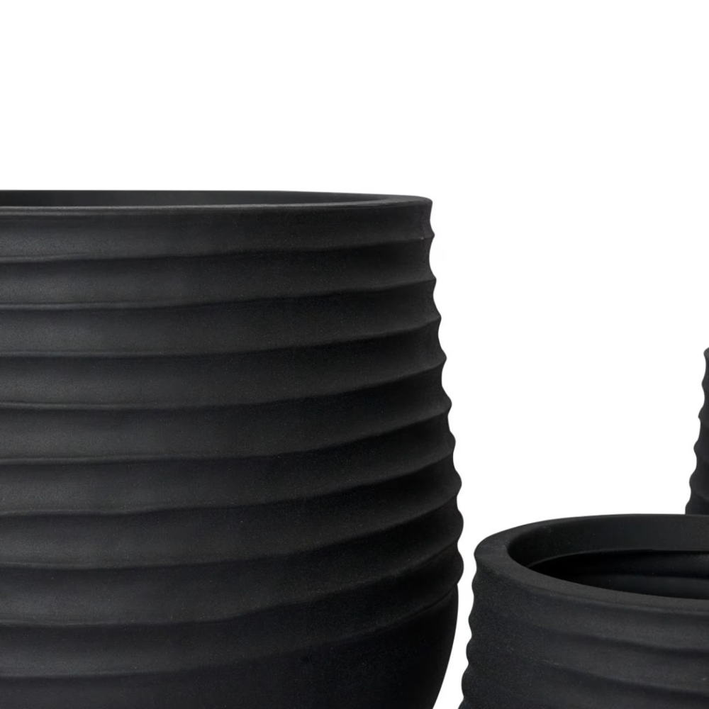 Modern Outdoor Knox Stonelite Planters - Black - Set of 3