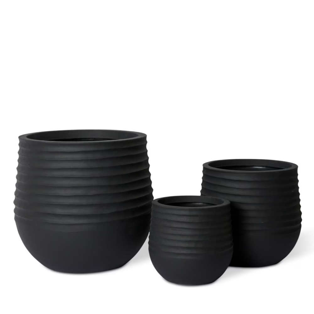 Modern Outdoor Knox Stonelite Planters - Black - Set of 3