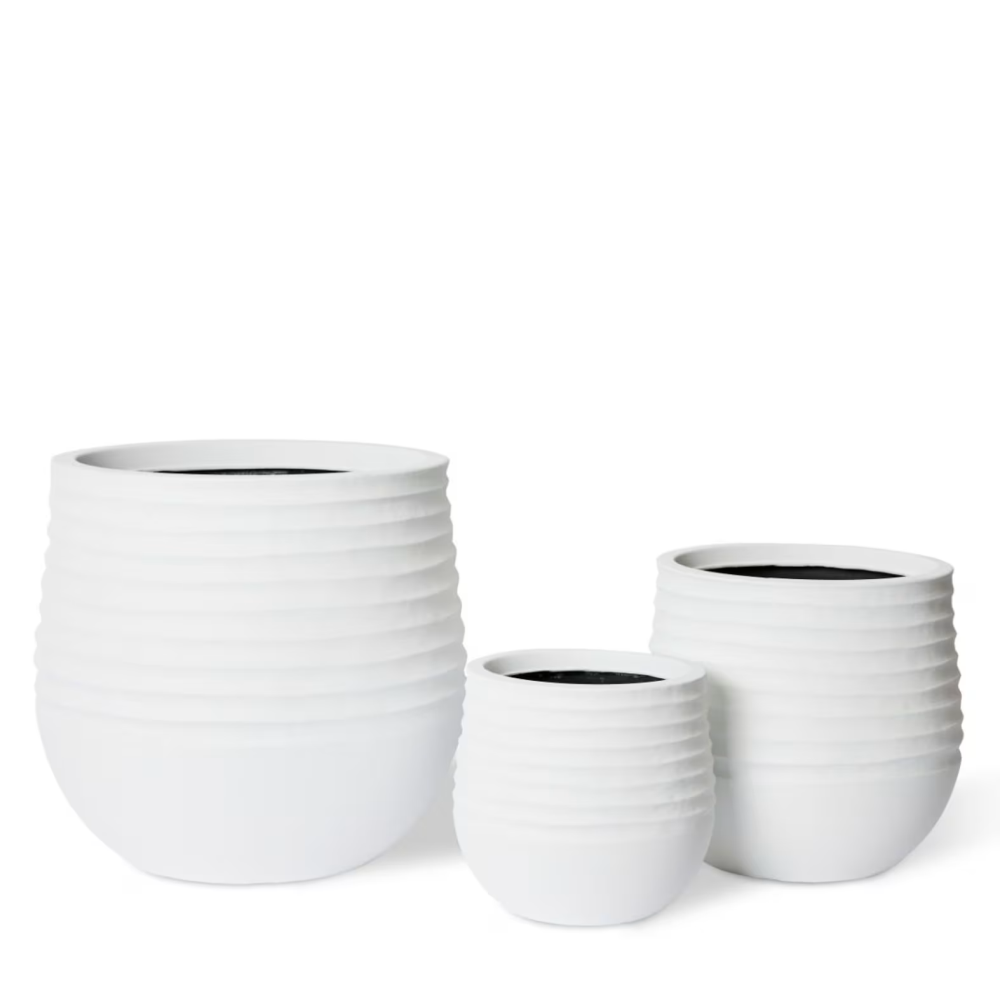 Modern Outdoor Knox Stonelite Planters - White - Set of 3