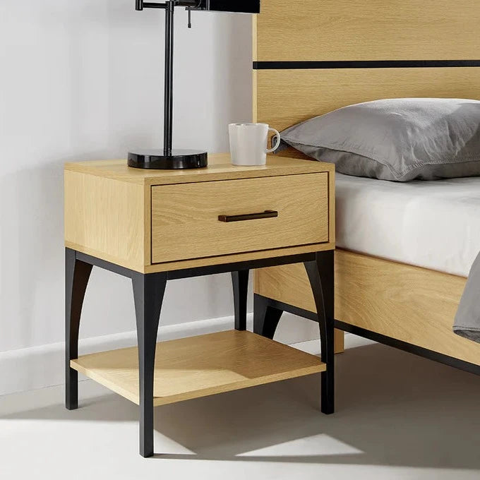 Modern Scandic 1 Drawer Side Table - Natural