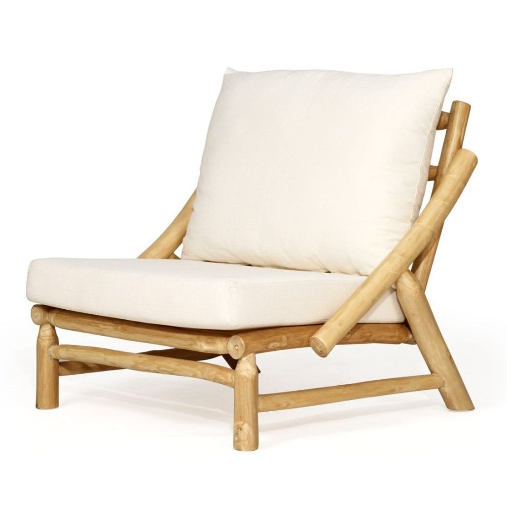 Modern Teak Frame Occasional Armchair with Cushions