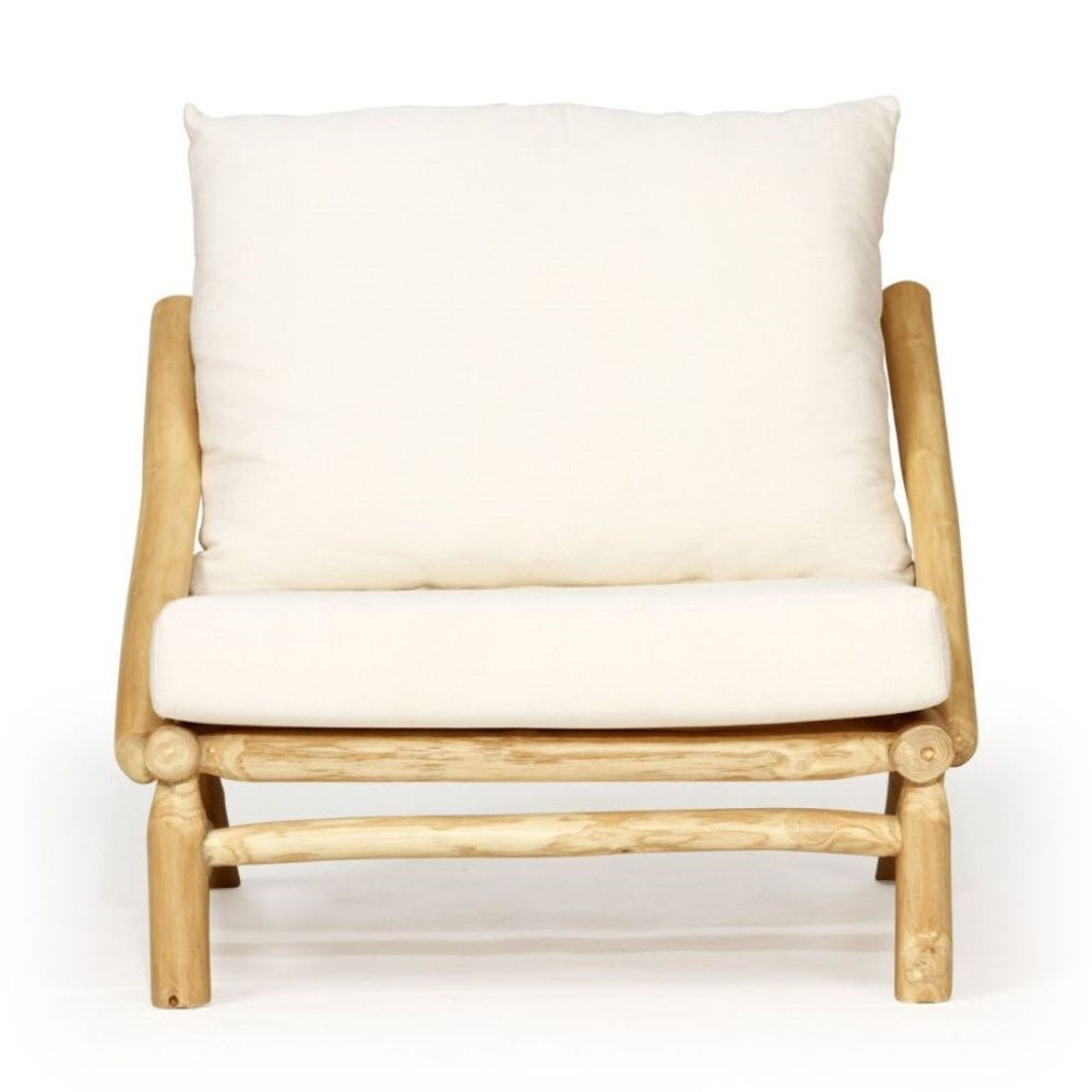 Modern Teak Frame Occasional Armchair with Cushions