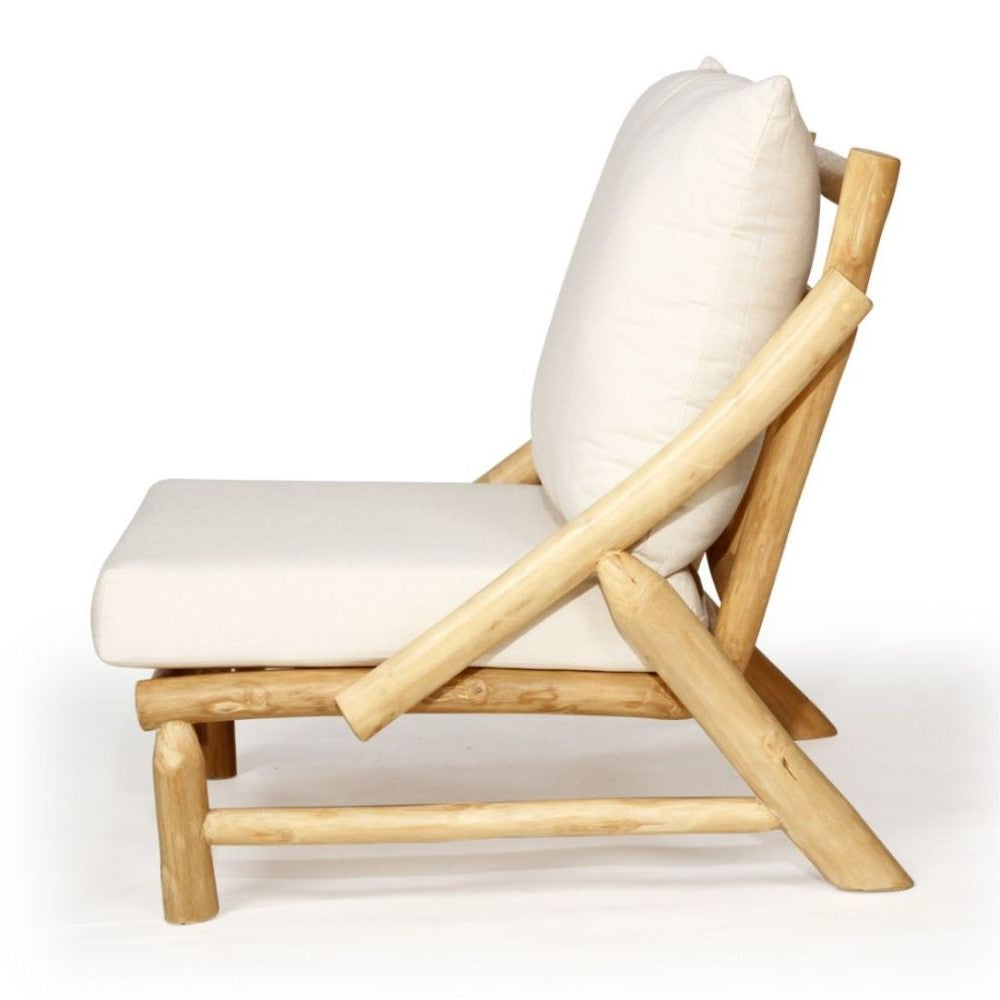 Modern Teak Frame Occasional Armchair with Cushions