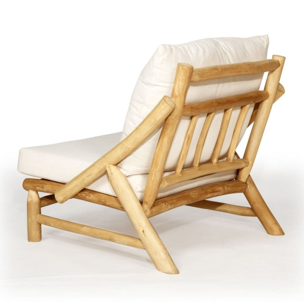 Modern Teak Frame Occasional Armchair with Cushions