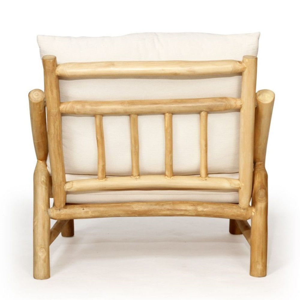 Modern Teak Frame Occasional Armchair with Cushions