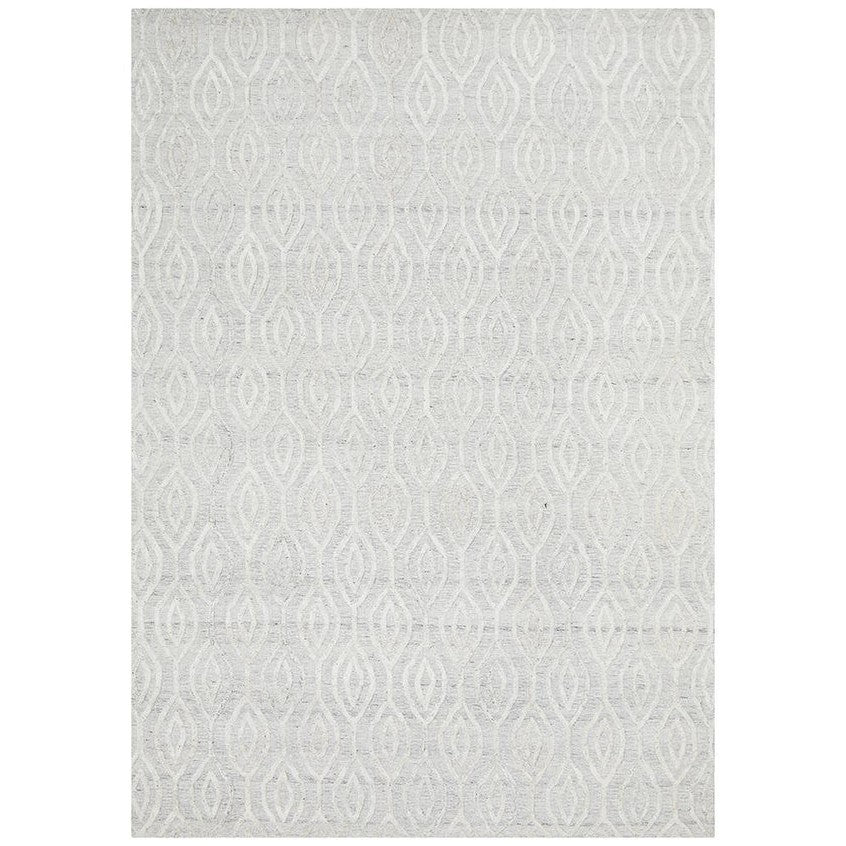 Modern Textured Floor Accent White Rug - 225x155cms