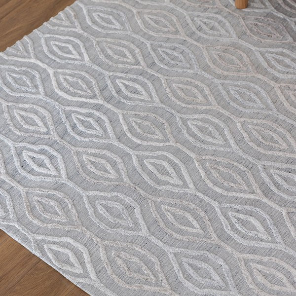 Modern Textured Floor Accent White Rug - 225x155cms