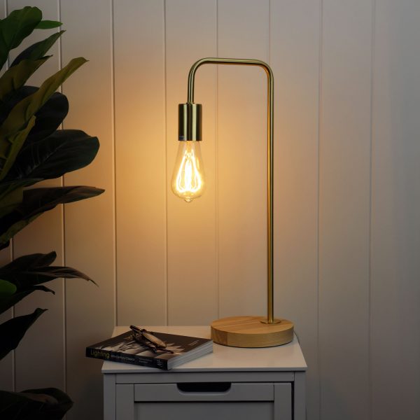 Modern Timber Metal Scandi Table Lamp (Available in 4 Colors)