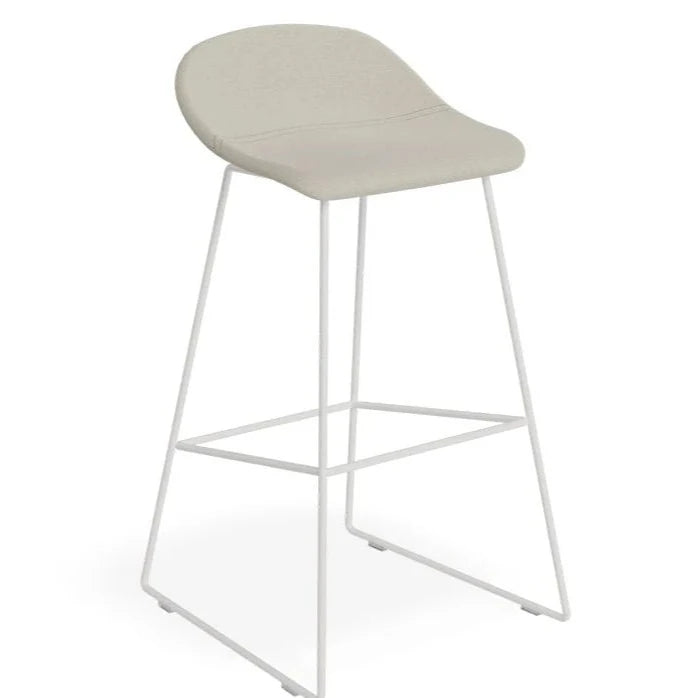 Modern White Steel Grey Seated High Stool (Available in 2 Sizes)