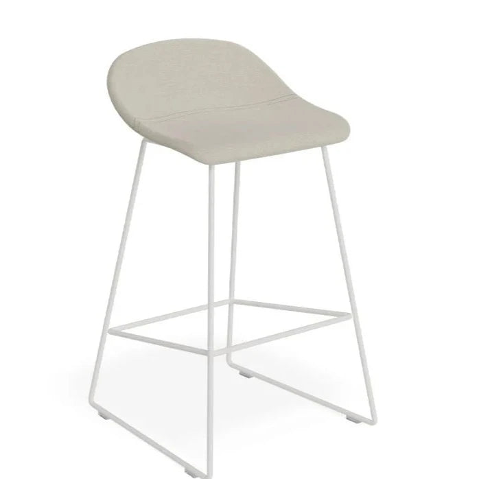 Modern White Steel Grey Seated High Stool (Available in 2 Sizes)