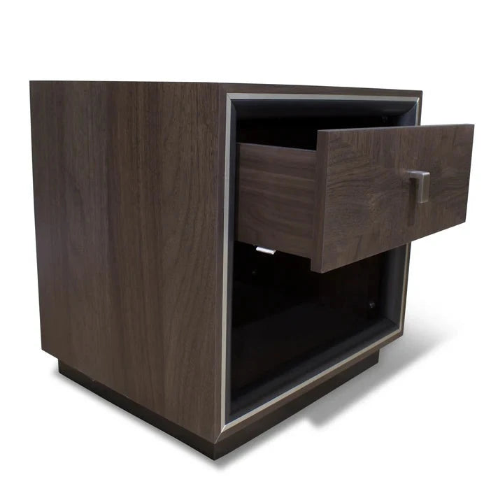 Monaco 1 Drawer Bedside Table - Black