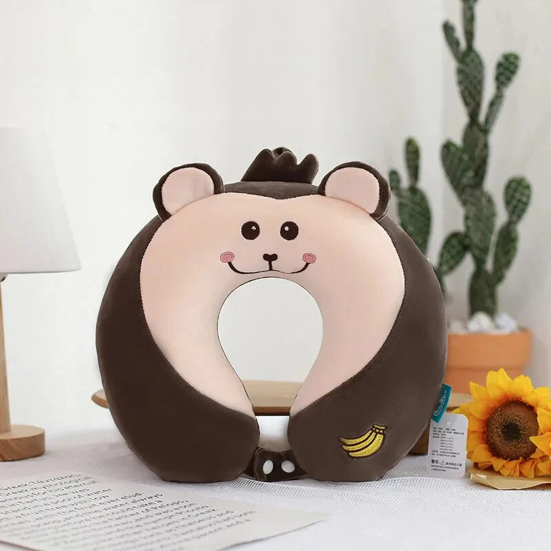 Monkey Cartoon Memory Cotton U-shaped Neck Pillow - 28 x 30cms