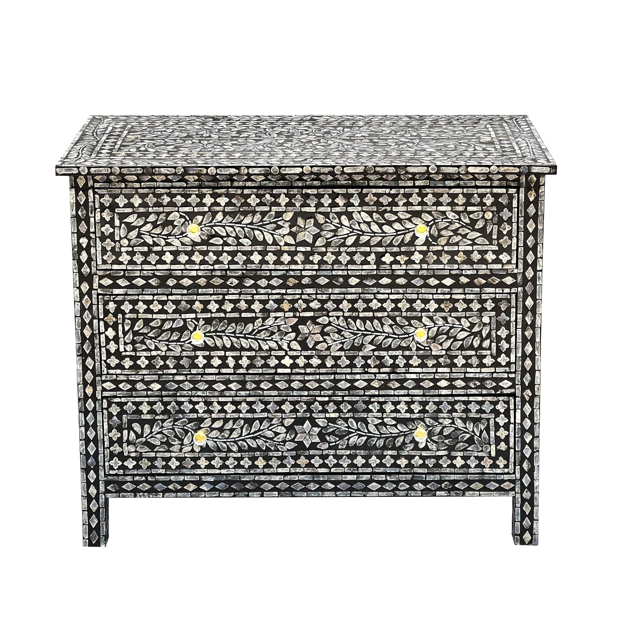 Monochrome Radiance Pearl-Embellished Chest of Draws