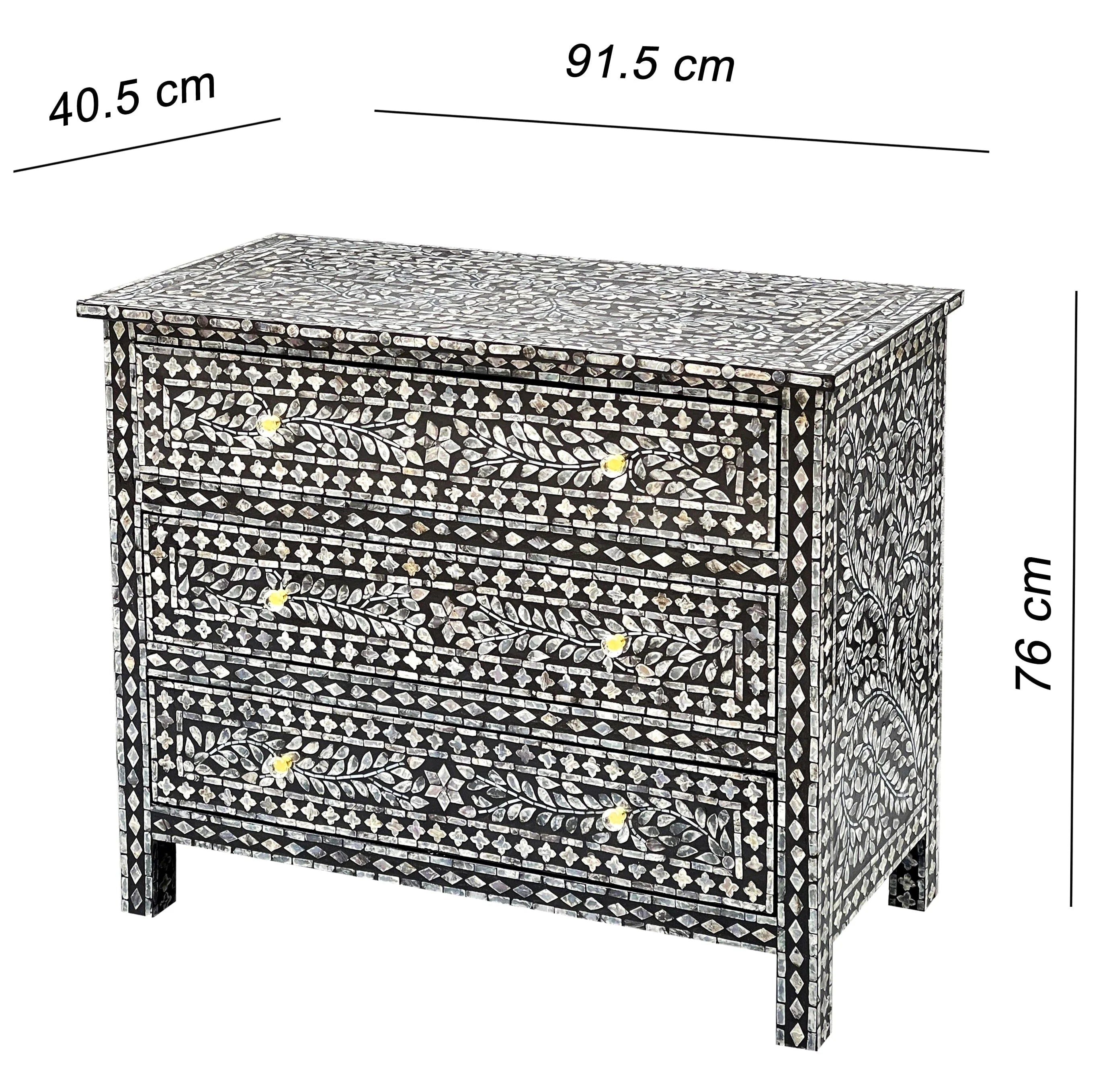 Monochrome Radiance Pearl-Embellished Chest of Draws