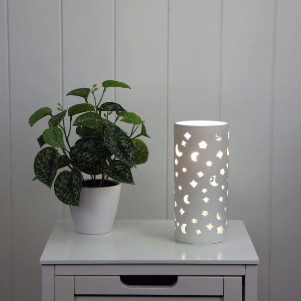 Moon and Star Pattern Ceramic Lamp