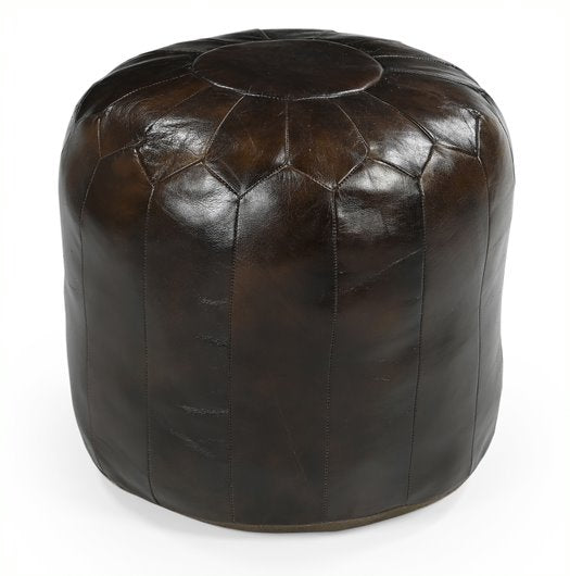 Moroccan Brown Leather Ottoman