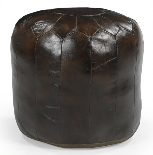 Moroccan Brown Leather Ottoman