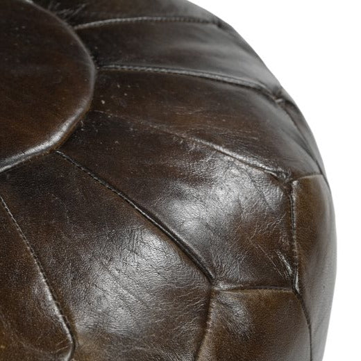 Moroccan Brown Leather Ottoman