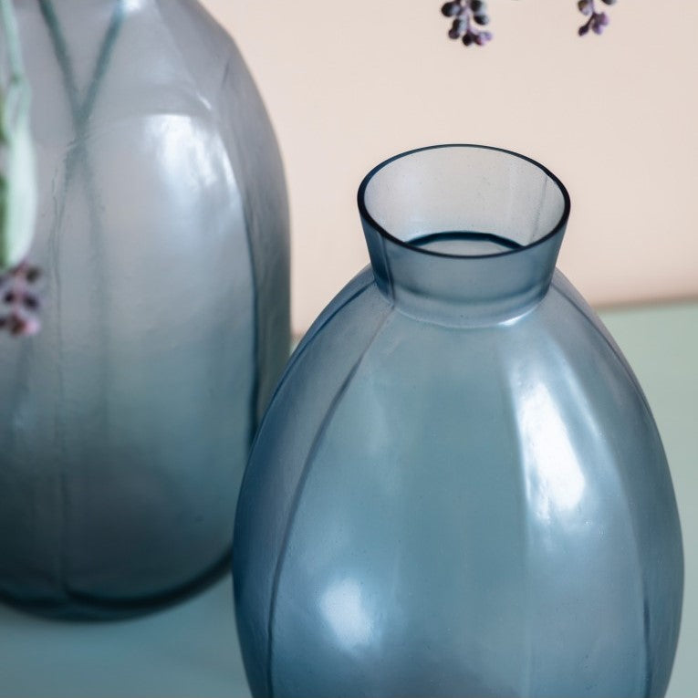 Mouth-Blown Glass Vase with Matt Elegance-Blue (Available in 4 Sizes)