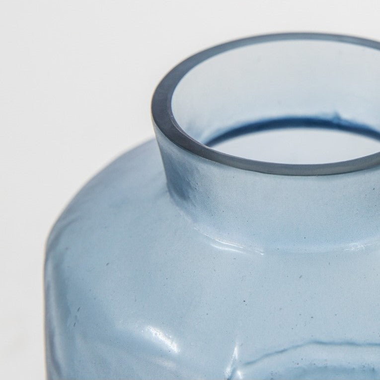 Mouth-Blown Glass Vase with Matt Elegance-Blue (Available in 4 Sizes)