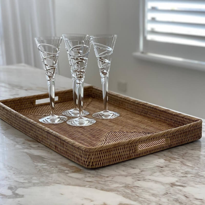 Multipurpose Rattan Serving Tray - Rectangle (Available in 3 Sizes)