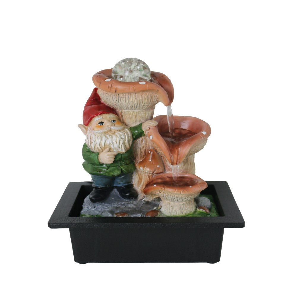 Mushroom Gnome Artwork Indoor Fountain